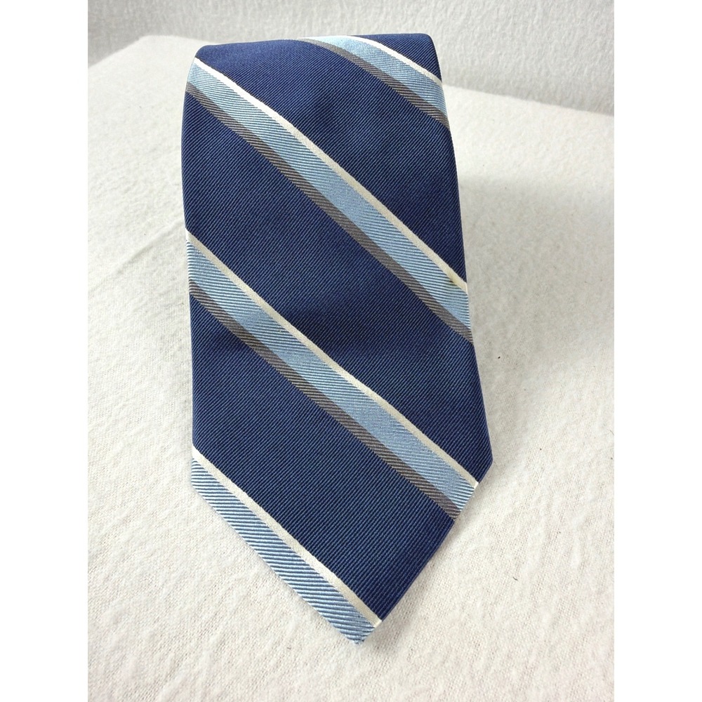 Brooks Brothers Mens Blue Striped Silk Tie Repp Stripe Made in USA Italy Fabric